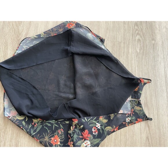 SANS SOUCI Women’s Black Floral Chiffon Halter Camisoles Layered Tank Top Size M - Picture 4 of 6
